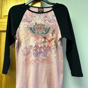 Harley-Davidson Black and Pink Graphic Raglan